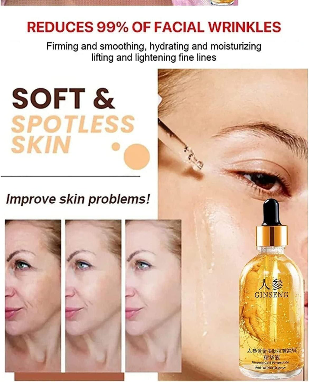 Luxury Ginseng Gold Peptide Serum (Pack of 2) – Youth Glow Treatment